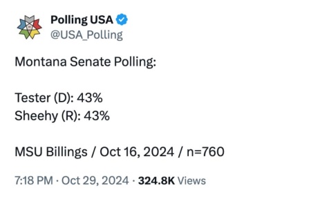 Screenshot of polling USA tweet